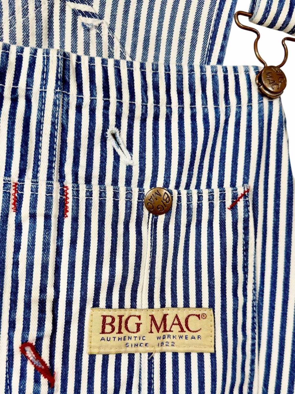 Big Mac 1970s Conductor’s Work Overalls In Very Good Vintage Condition BlueWhite - Picture 4 of 10